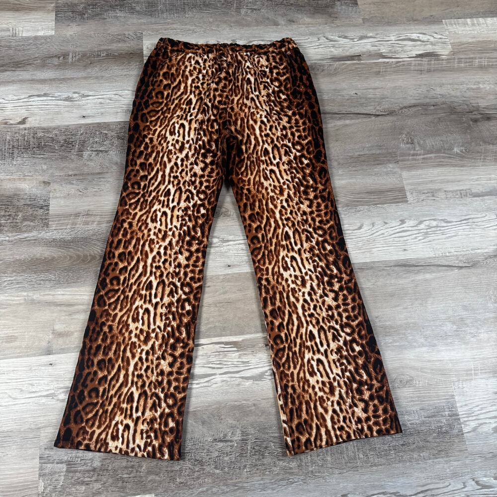 Vintage 90s Terry Lewis Leopard Print Bootcut Jeans Y2K Indie Sleaze Mob Wife 12